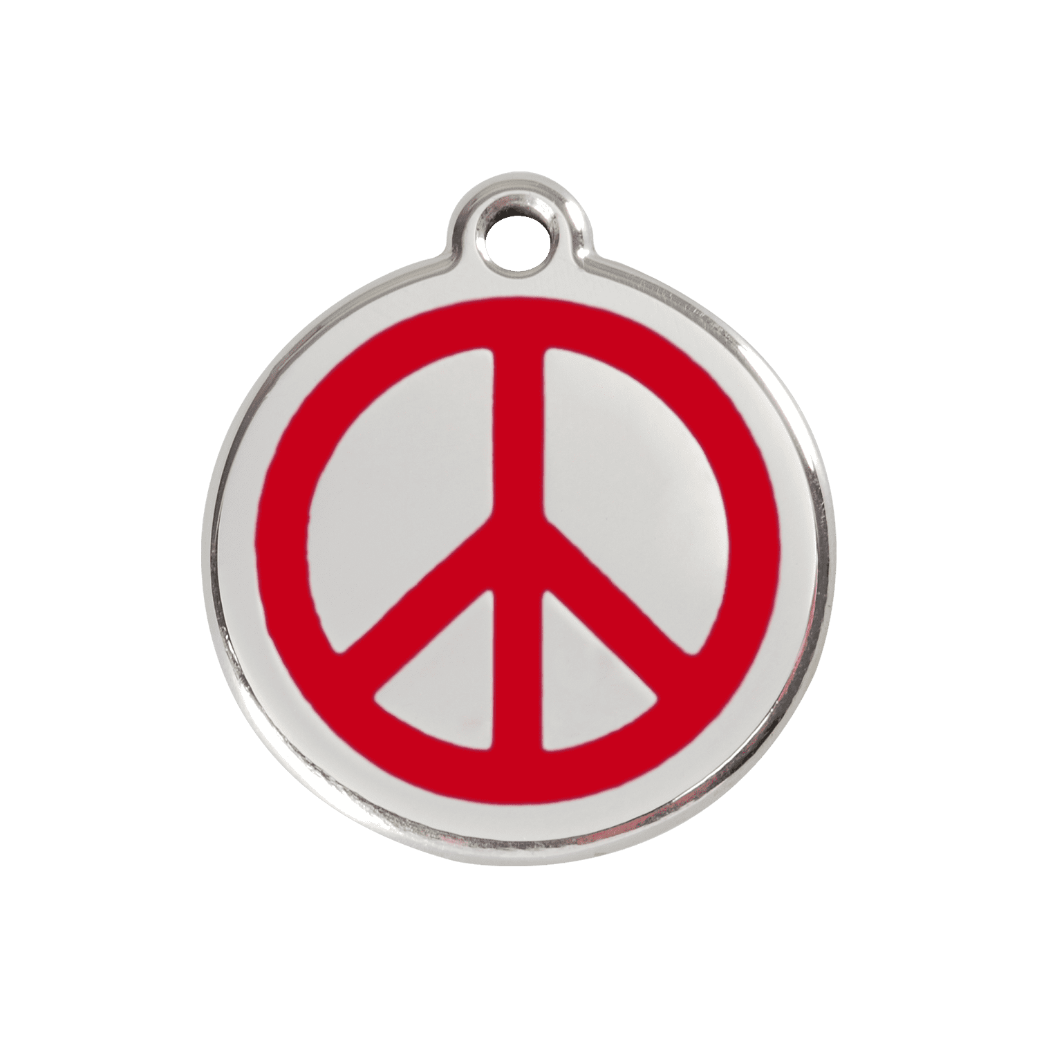 Vue avant - Médaille personnalisable pour chien Red Dingo Émail et acier inoxydable - Motif Paix - Rouge - Größe M