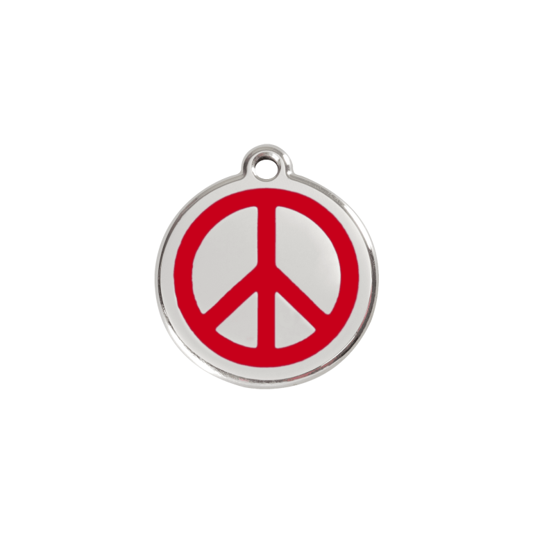 Vue avant - Médaille personnalisée pour chien/chat Red Dingo Émail/Acier inoxydable - Motif Paix - Rouge - Größe S