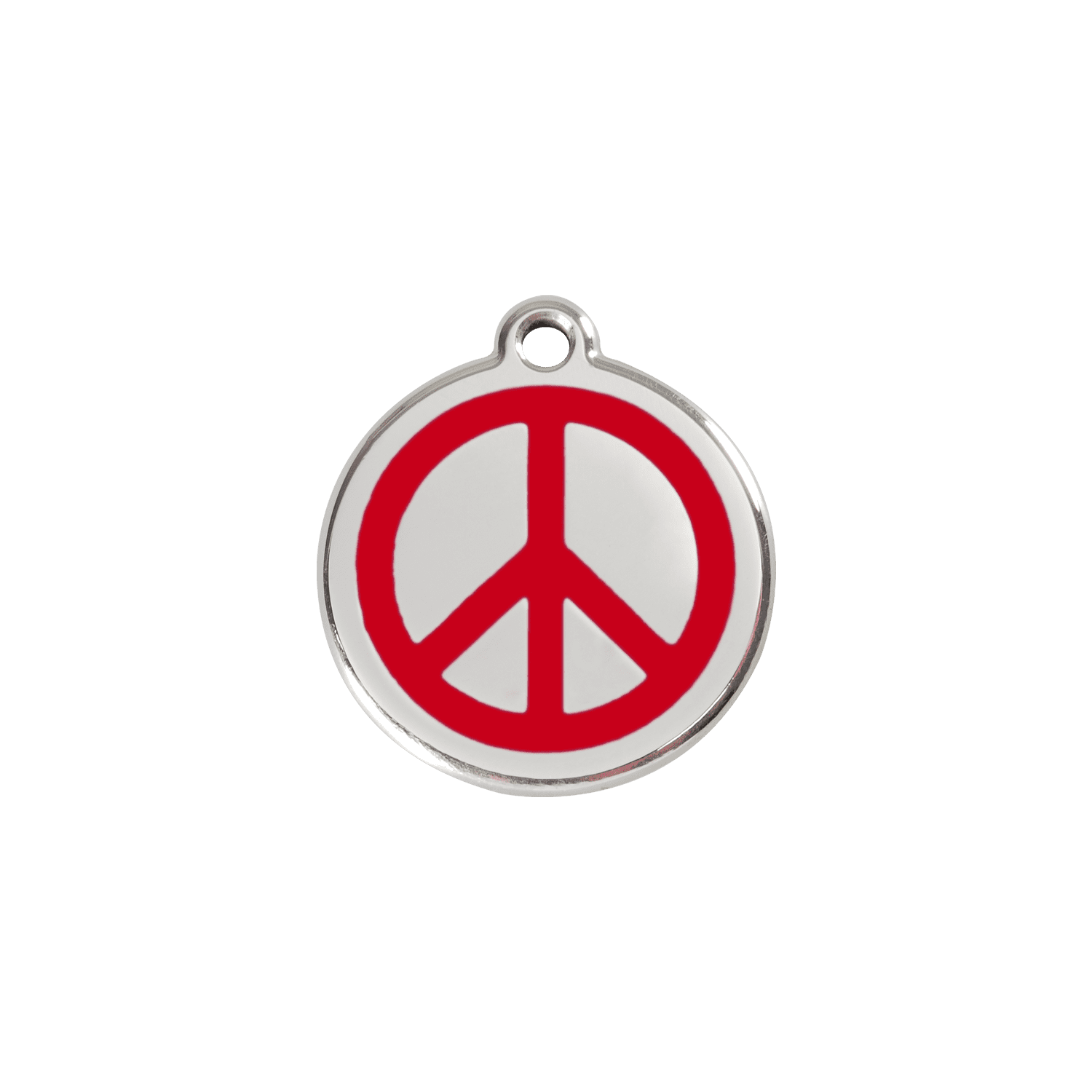 Vue avant - Médaille personnalisée pour chien/chat Red Dingo Émail/Acier inoxydable - Motif Paix - Rouge - Größe S