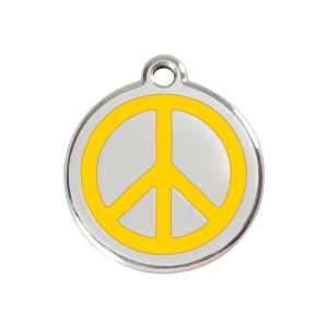 Hundemarke Peace Gelb Größe M aus Emaille und Edelstahl