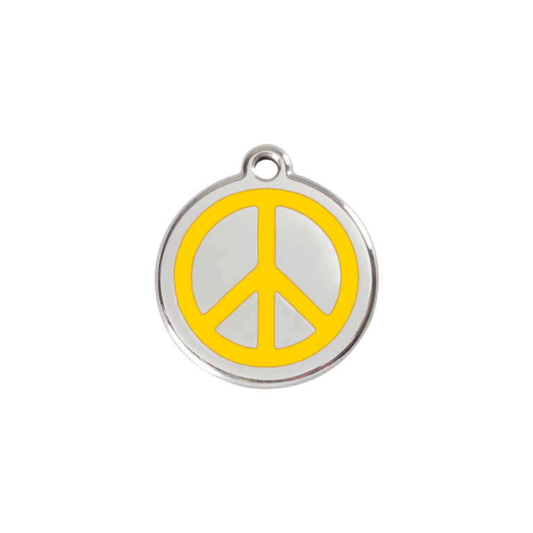Vue avant - Médaille personnalisable pour chien/chat Red Dingo Émail/Acier inoxydable Jaune Paix 20.00mm