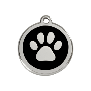 Hundemarke mit Pfotenabdruck, schwarz, Größe M