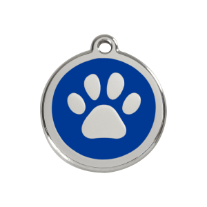 Hundemarke M Pfotenabdruck Dunkelblau aus Emaille und Edelstahl