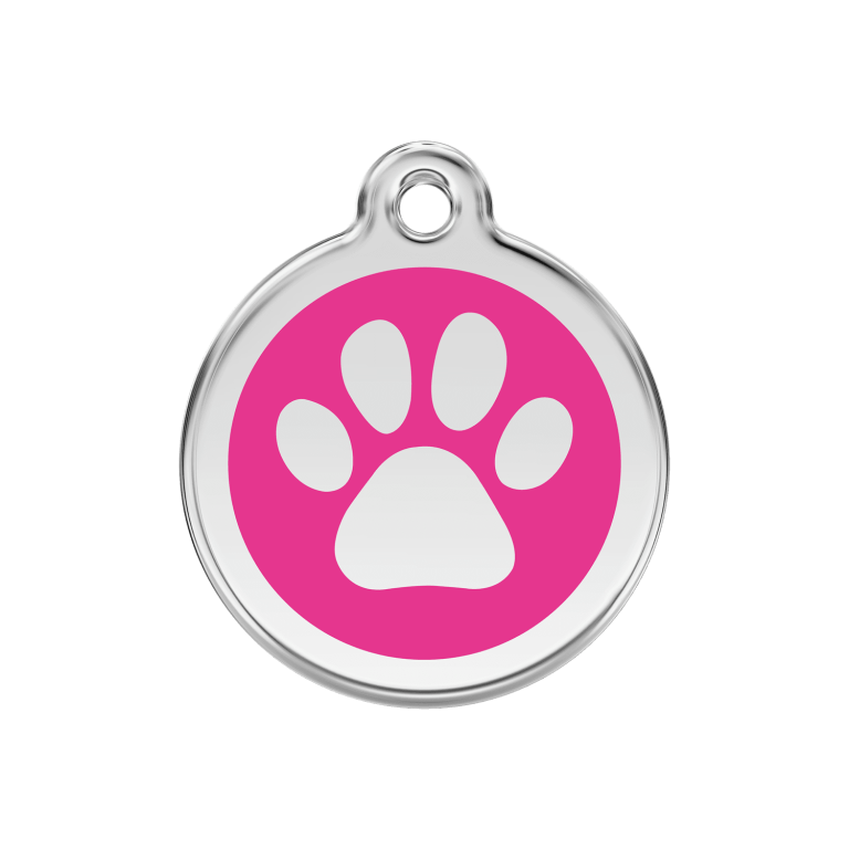 Vue avant - Médaille personnalisée pour chien/chat Red Dingo Rose vif 30mm - Émail/Acier inoxydable
