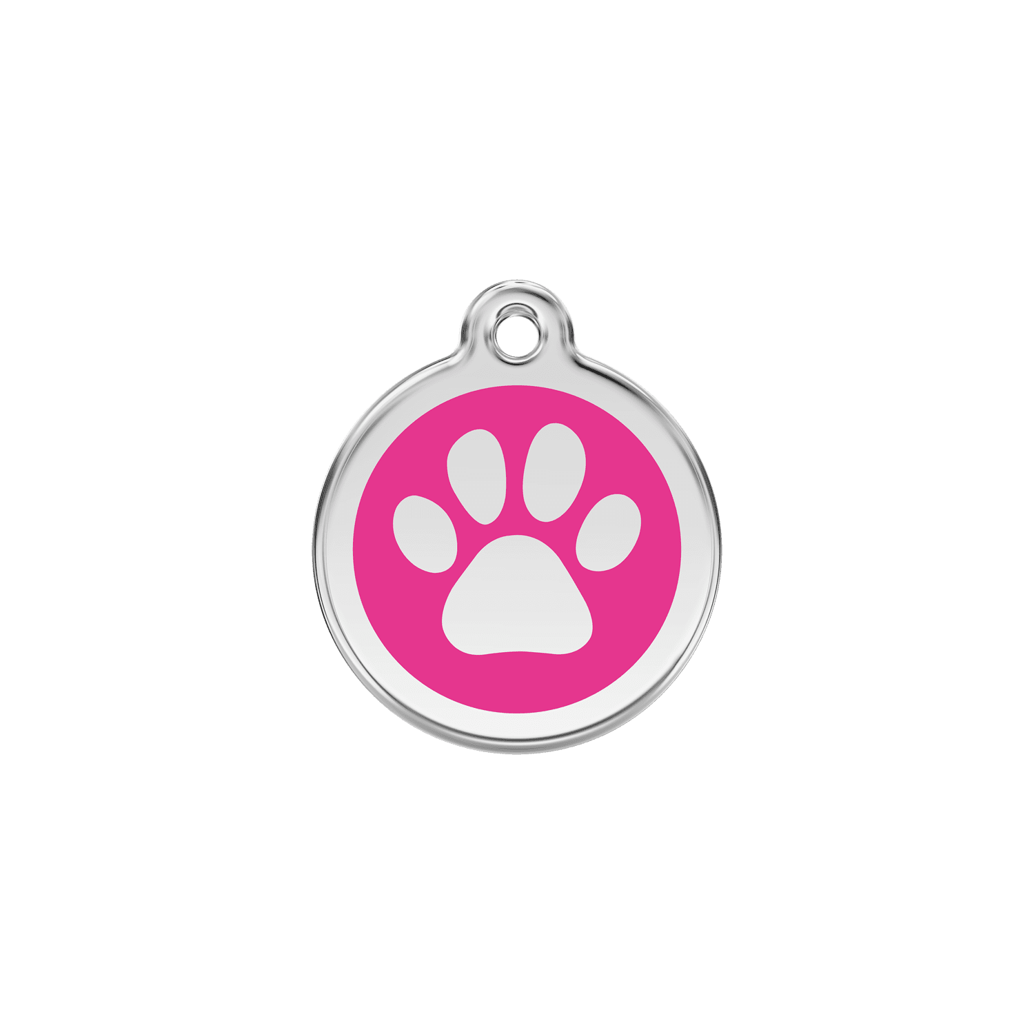 Vue avant - Médaille personnalisable pour chien/chat Red Dingo Émail/Acier inoxydable - Empreinte de patte - Rose vif - Größe S