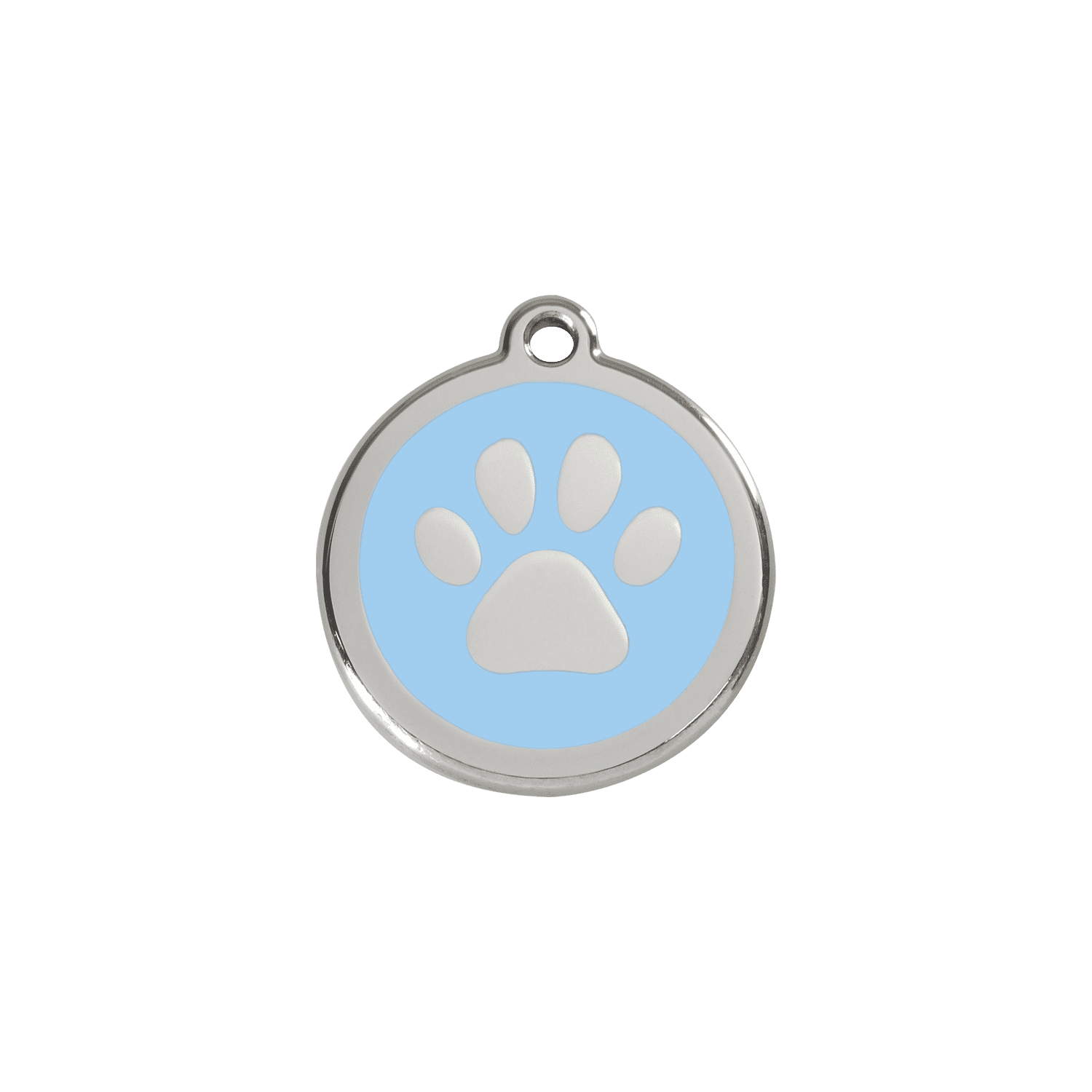 Vue avant - Médaille personnalisable pour chien/chat Red Dingo Émail/Acier inoxydable Bleu clair - Empreinte de patte - Größe S