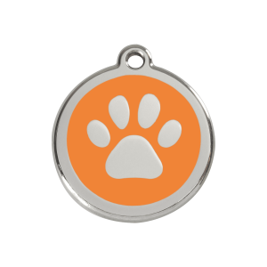 Hundemarke mit Pfotenabdruck in Orange, Größe M