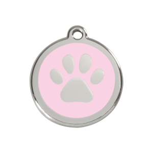 Hundemarke Pfotenabdruck Rosa M aus Emaille und Edelstahl