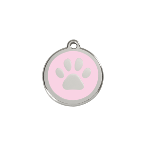 Hundemarke Pfotenabdruck Rosa S aus Emaille und Edelstahl
