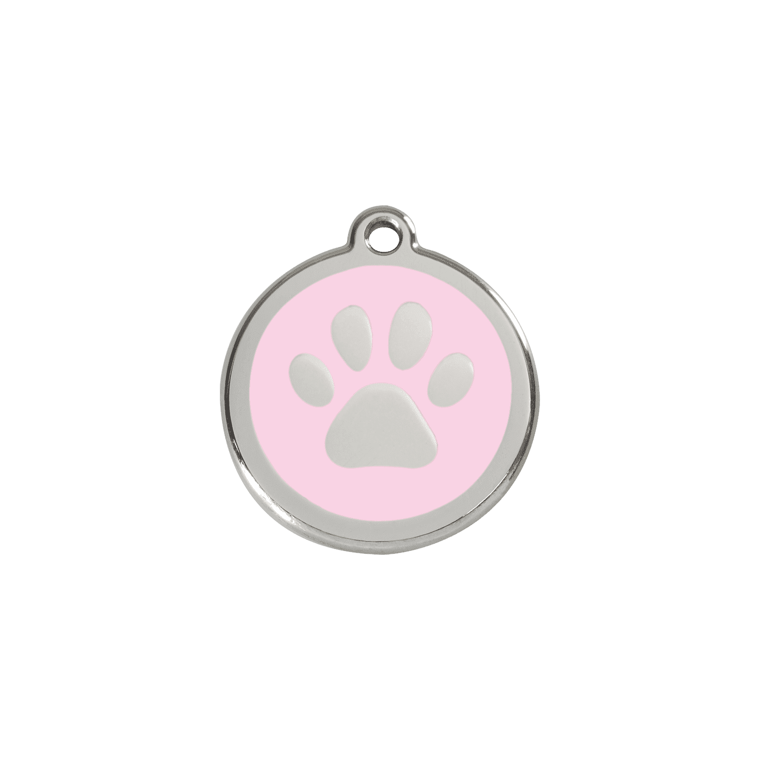 Vue avant - Médaille personnalisée pour chien/chat Red Dingo Émail/Acier inoxydable - Empreinte de patte rose - Größe S