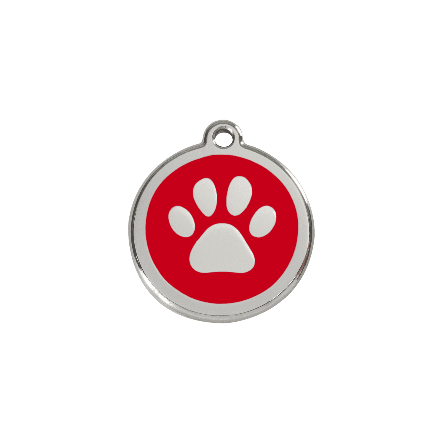 Vue avant - Médaille personnalisable pour chien/chat Red Dingo Émail/Acier inoxydable - Empreinte de patte - Rouge - Größe S