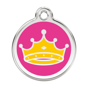 Hundemarke Reine Groß in leuchtendem Pink aus Emaille und Edelstahl