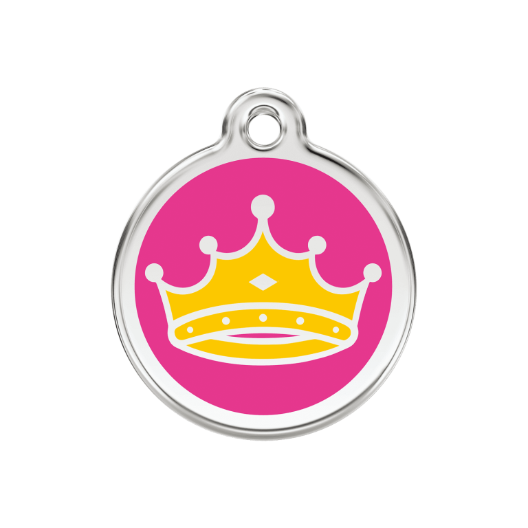 Vue avant - Médaille personnalisée pour chien Red Dingo Émail et acier inoxydable Reine Rose vif - Größe M