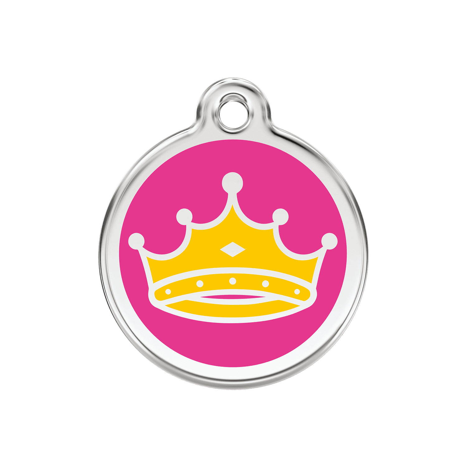 Vue avant - Médaille personnalisée pour chien Red Dingo Émail et acier inoxydable Reine Rose vif - Größe M