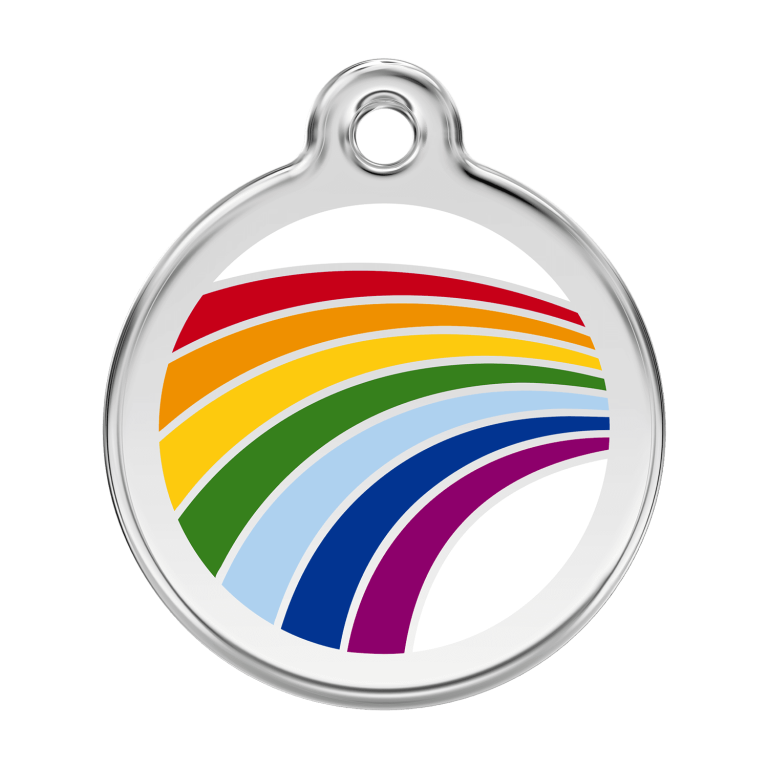 Vue avant - Médaille personnalisée pour chien Red Dingo Émail Arc-en-ciel Blanc - Größe L