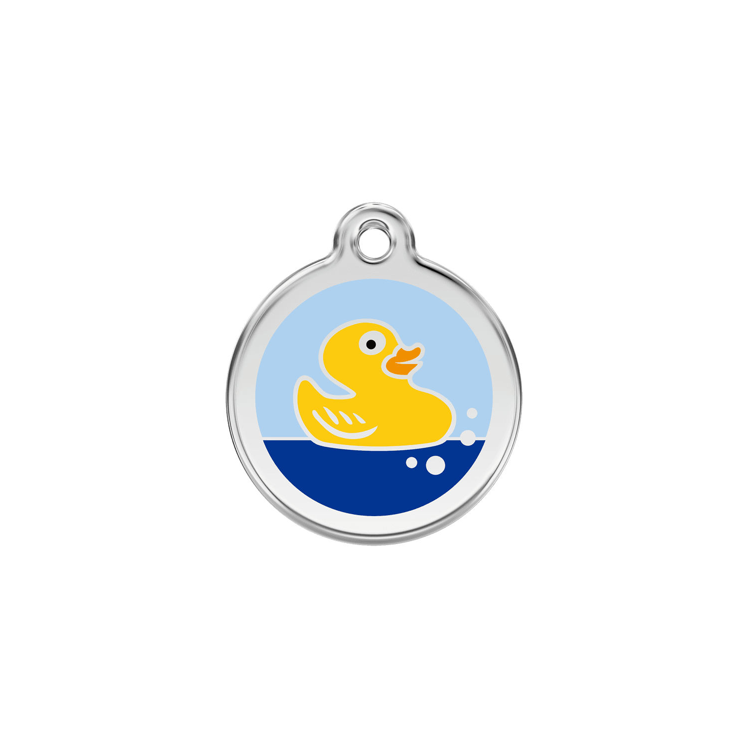 Vue avant - Médaille personnalisée pour chien/chat Red Dingo Émail et acier inoxydable - Canard en caoutchouc - Bleu clair - Größe S
