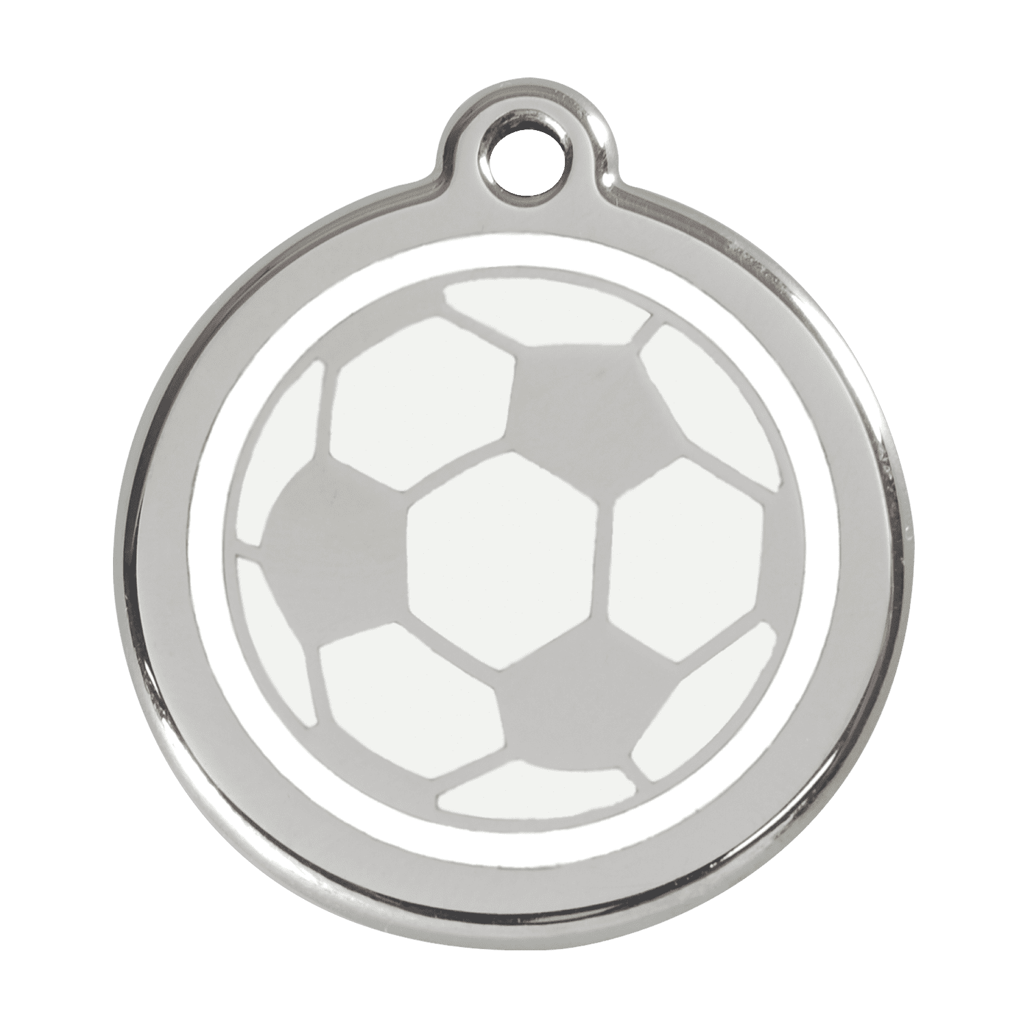 Vue avant - Médaille personnalisée pour chien - Red Dingo 01-SB-WT-LG - Ballon de football blanc - Größe L
