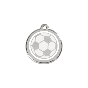 Katzenmarke Fußball Weiß aus Emaille und Edelstahl, Klein