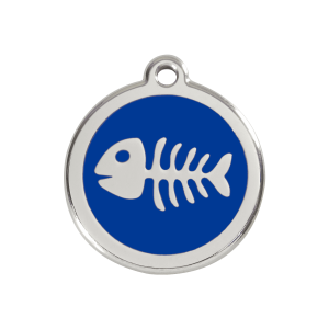 Hundemarke Fischgräte Dunkelblau Emaille Edelstahl Größe M