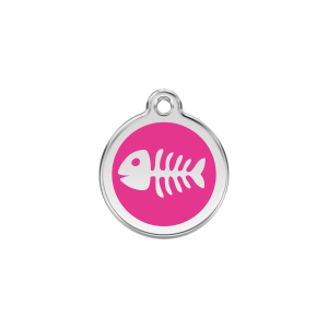 Katzenmarke S Fischgräte Emaille Edelstahl Pink