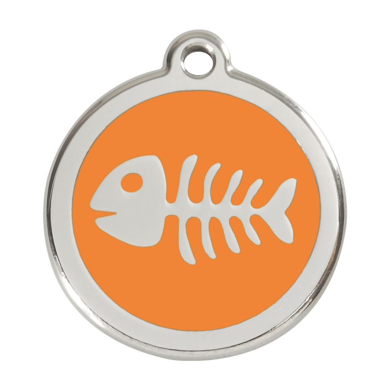 Vue avant - Médaille personnalisée pour chien Red Dingo Squelette de poisson Orange L - 01-SK-OR-LG
