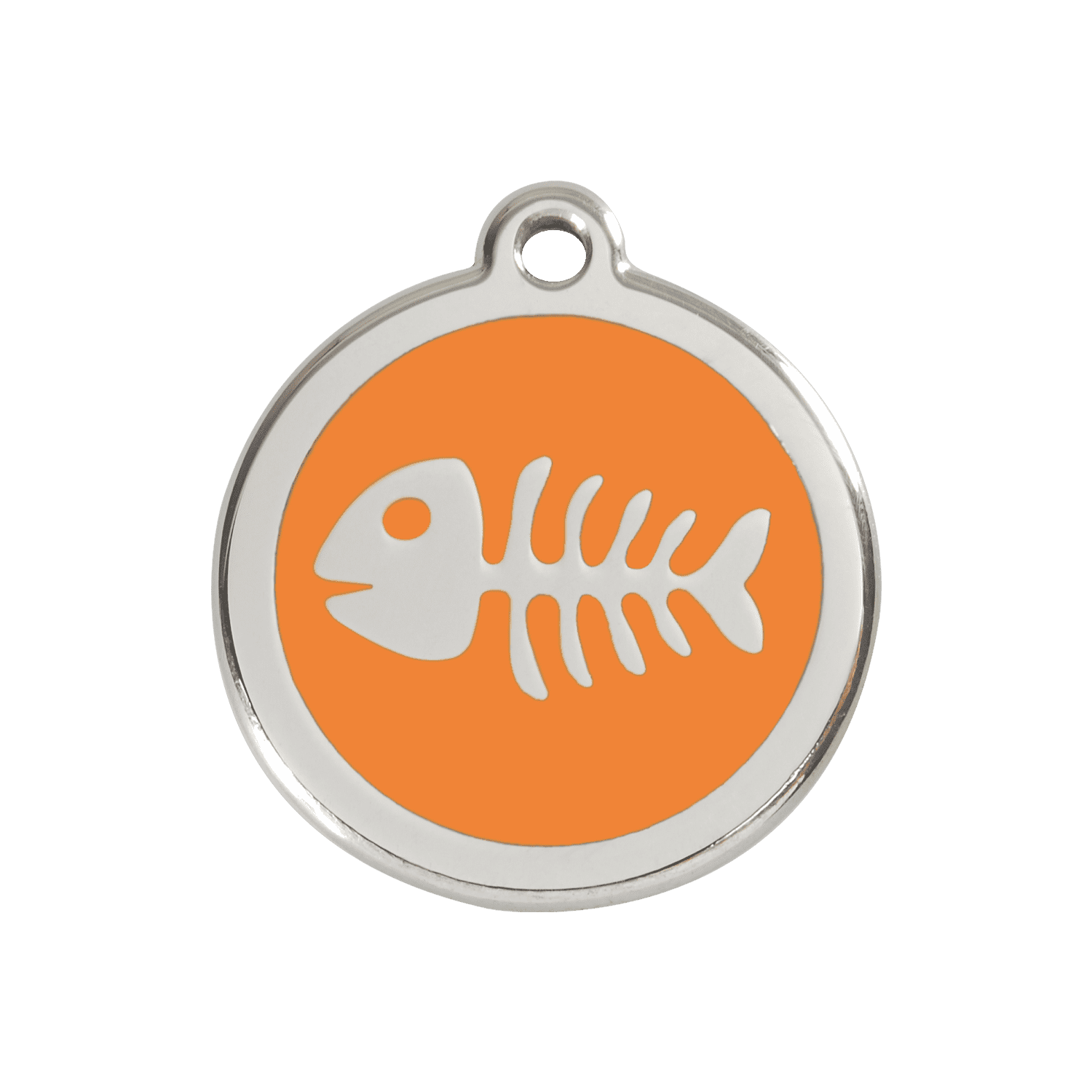 Vue avant - Médaille personnalisée pour chien Red Dingo - Squelette de poisson - Orange - Größe M