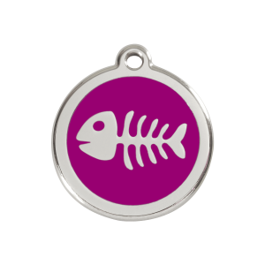 Hundemarke Fischgräte Emaille Edelstahl Mittel in Violett