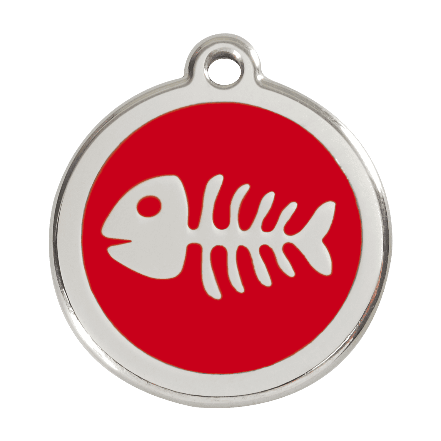 Vue avant - Médaille personnalisable Red Dingo Émail et acier inoxydable Squelette de poisson Rouge Größe L