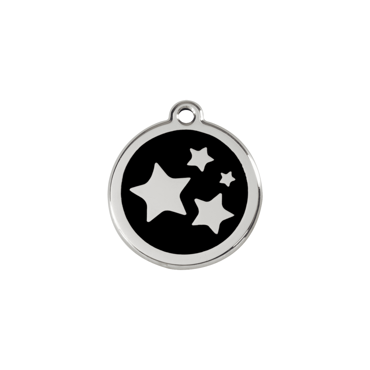 Vue avant - Médaille personnalisée pour chien/chat Red Dingo Émail et acier inoxydable - Motif étoile - Noir - Größe S