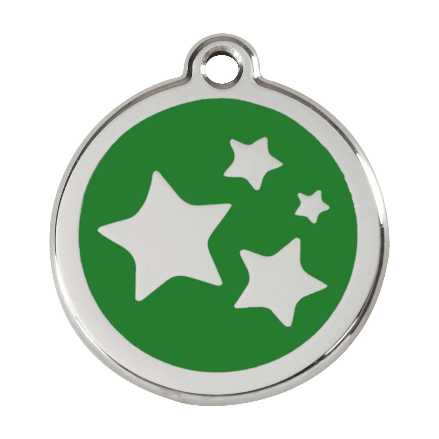 Vue avant - Médaille personnalisée pour chien Red Dingo Émail et acier inoxydable - Motif étoile vert - Größe L 38.00mm