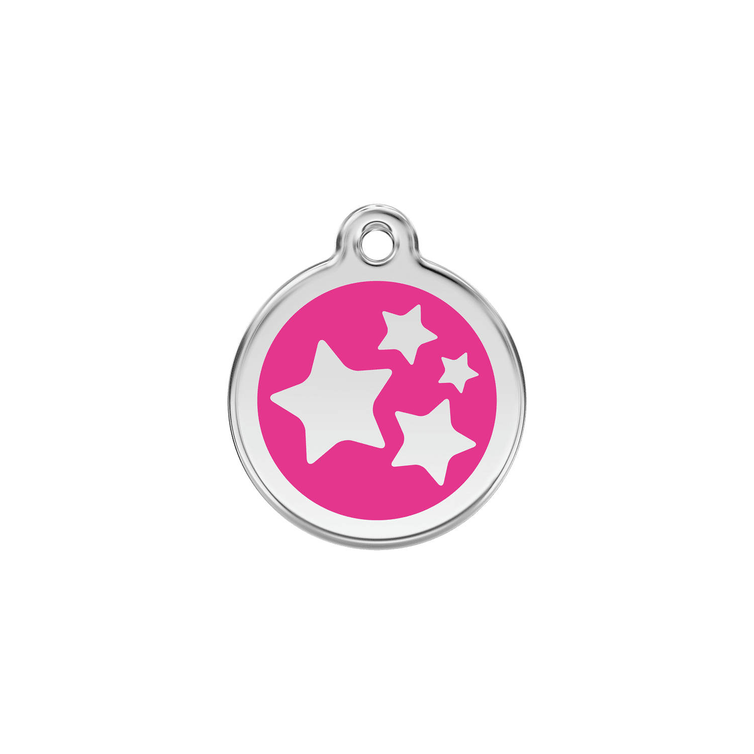 Vue avant - Médaille personnalisée émail et acier inoxydable - Red Dingo - Motif étoile - Rose vif - Größe S