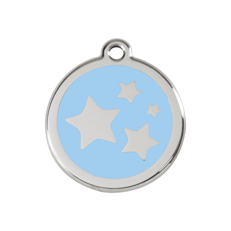Vue avant - Médaille personnalisable Red Dingo émail et acier inoxydable Bleu clair - Größe M - Motif étoile