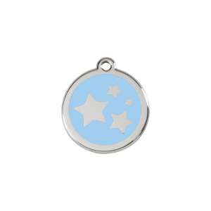 Katzenmarke Stern hellblau aus Emaille und Edelstahl, klein