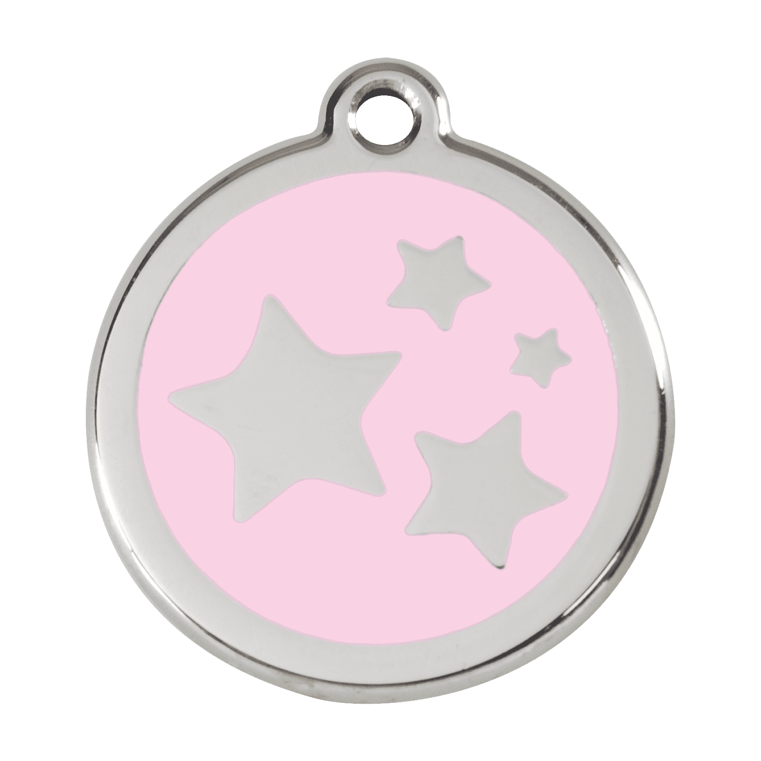 Vue avant - Médaille personnalisée pour chien - Red Dingo Émail et acier inoxydable - Motif étoile - Rose - Größe L