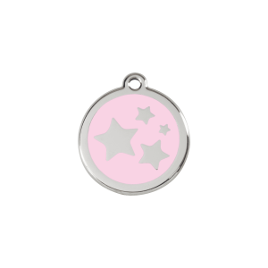 Hundemarke für kleine Hunde Stern Rosa S aus Emaille und Edelstahl