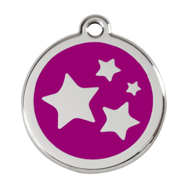 Vue avant - Médaille personnalisable émail et acier inoxydable motif étoile violet - Größe L - Red Dingo