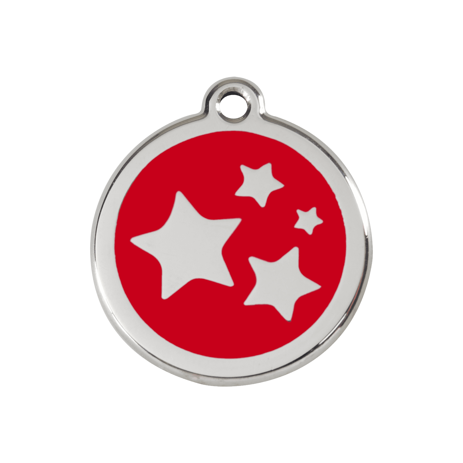 Vue avant - Médaille personnalisée pour chien Red Dingo Émail et acier inoxydable - Motif étoile rouge - Größe M