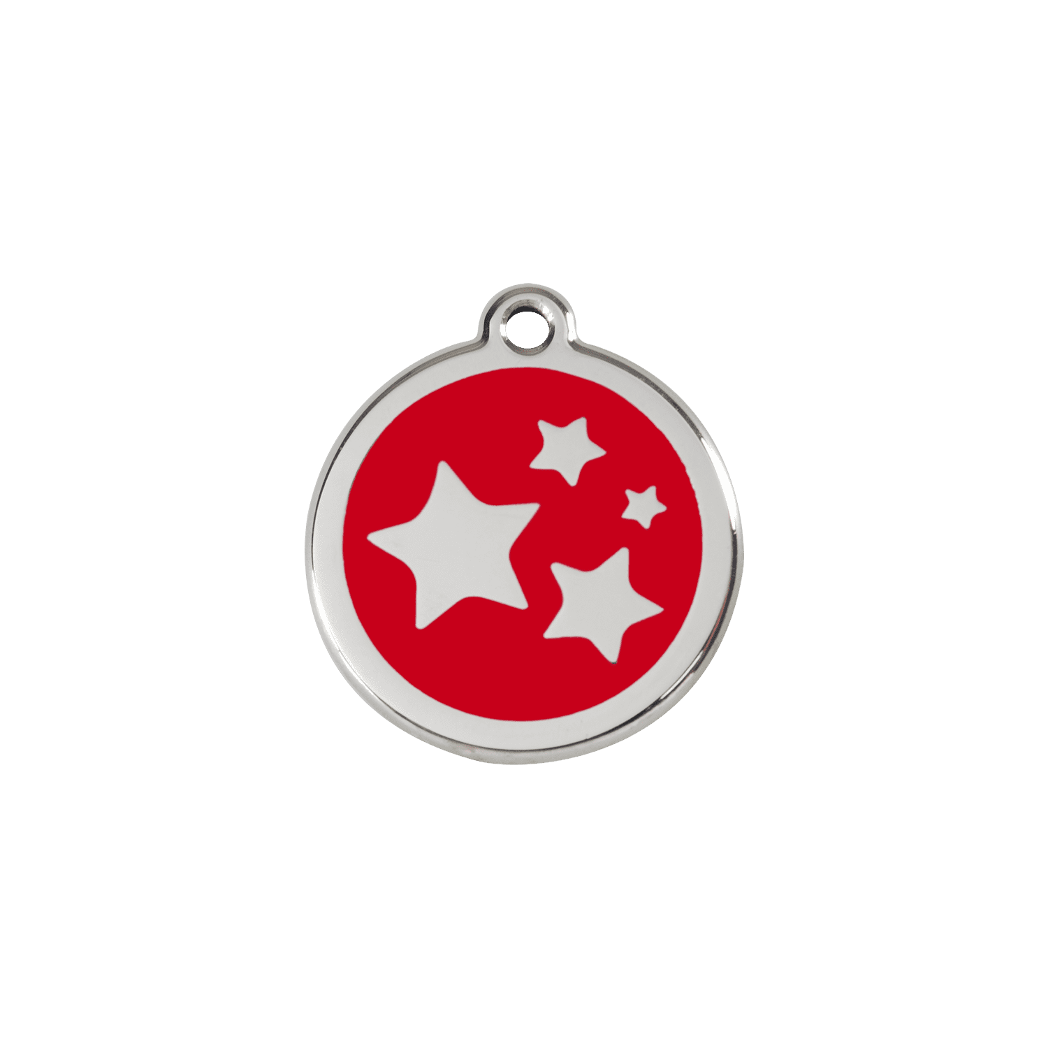 Vue avant - Médaille personnalisée Red Dingo Émail et acier inoxydable - Motif étoile - Rouge - Größe S