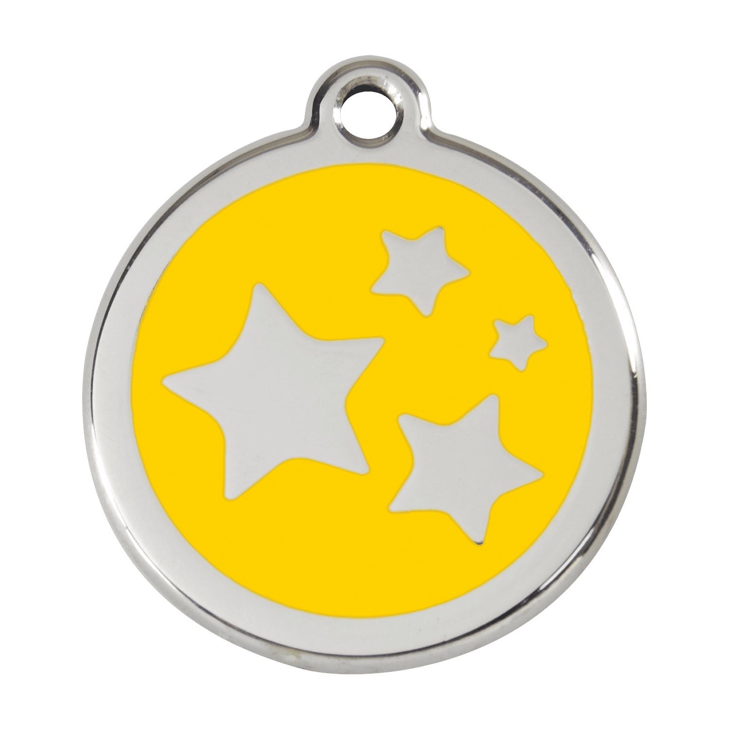 Vue avant - Médaille personnalisée pour chien ou chat - Red Dingo Émail et acier inoxydable - Motif étoile jaune - Größe L