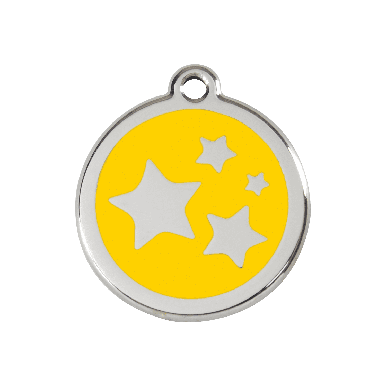 Vue avant - Médaille personnalisée pour chien/chat Red Dingo Émail/Acier Jaune 30mm - Motif Étoile - Größe M