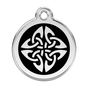 Hundemarke groß Tribal-Pfeile schwarz aus Emaille und Edelstahl