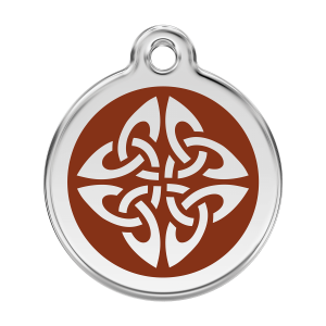 Hundemarke groß Tribal-Pfeile braun aus Emaille und Edelstahl