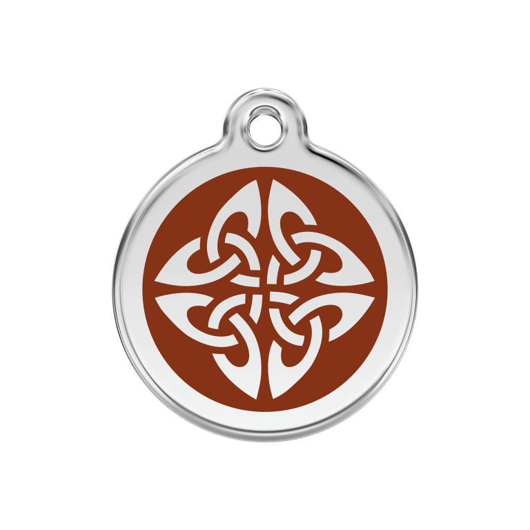 Vue avant - Médaille personnalisée pour chien/chat Red Dingo Émail et acier inoxydable - Flèches tribales - Brun - Größe M