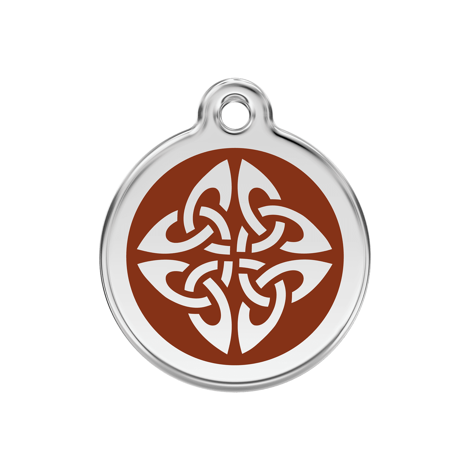Vue avant - Médaille personnalisée pour chien/chat Red Dingo Émail et acier inoxydable - Flèches tribales - Brun - Größe M