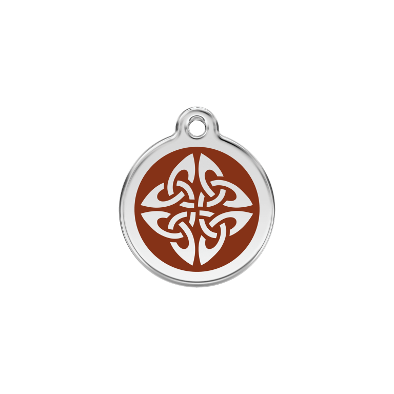Vue avant - Médaille personnalisée pour chien/chat Red Dingo Émail et acier inoxydable - Flèches tribales - Brun - Größe S