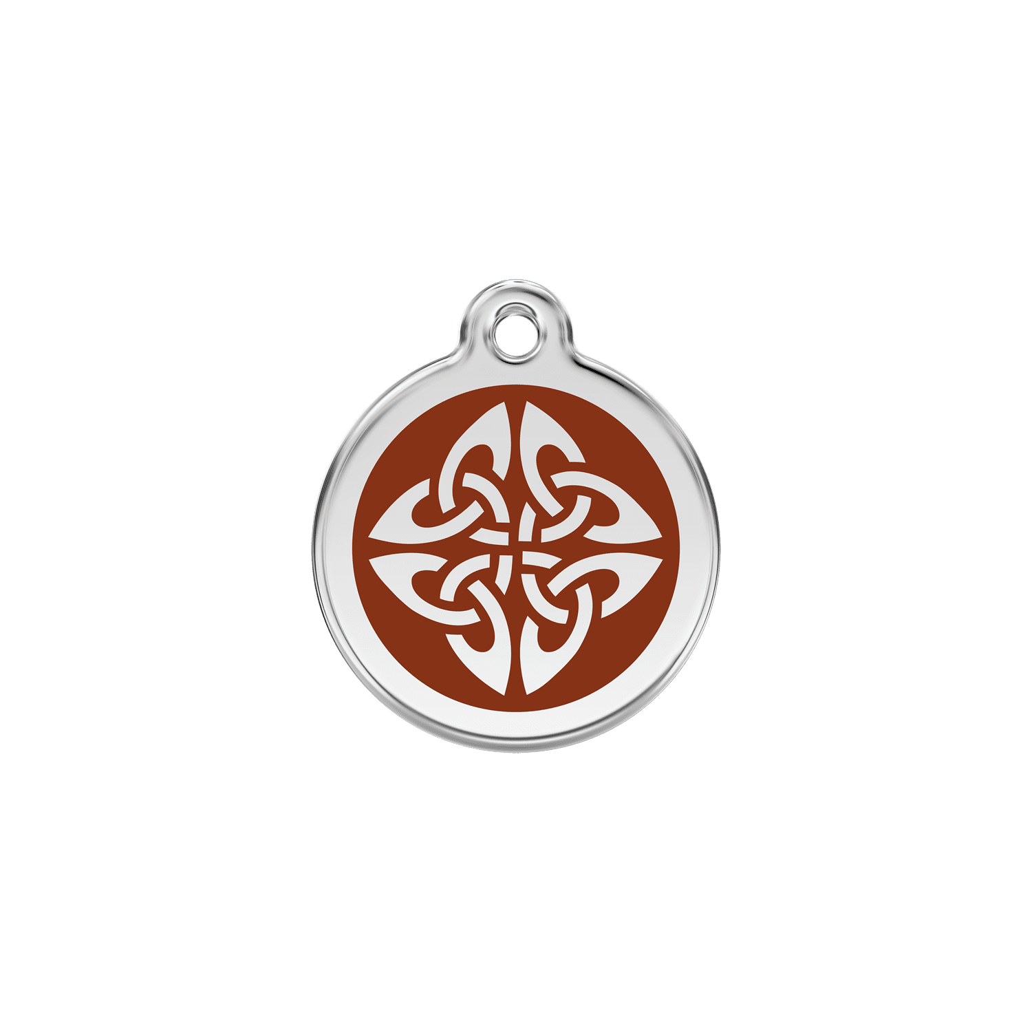 Vue avant - Médaille personnalisée pour chien/chat Red Dingo Émail et acier inoxydable - Flèches tribales - Brun - Größe S