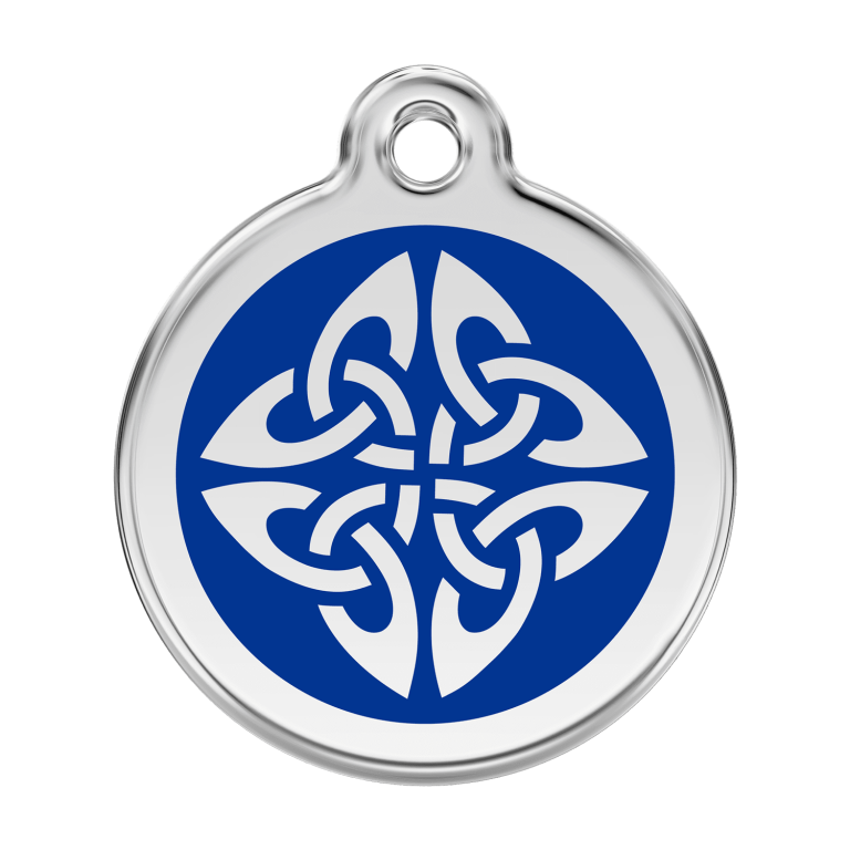 Vue avant - Médaille personnalisée pour chien Red Dingo Émail et acier inoxydable - Flèches tribales - Bleu foncé - Größe L