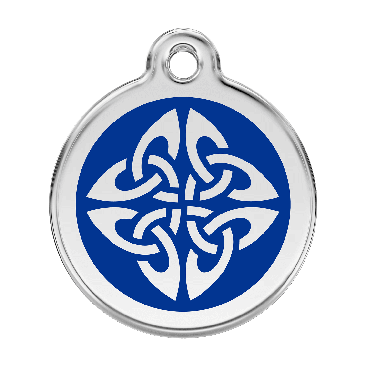 Vue avant - Médaille personnalisée pour chien Red Dingo Émail et acier inoxydable - Flèches tribales - Bleu foncé - Größe L
