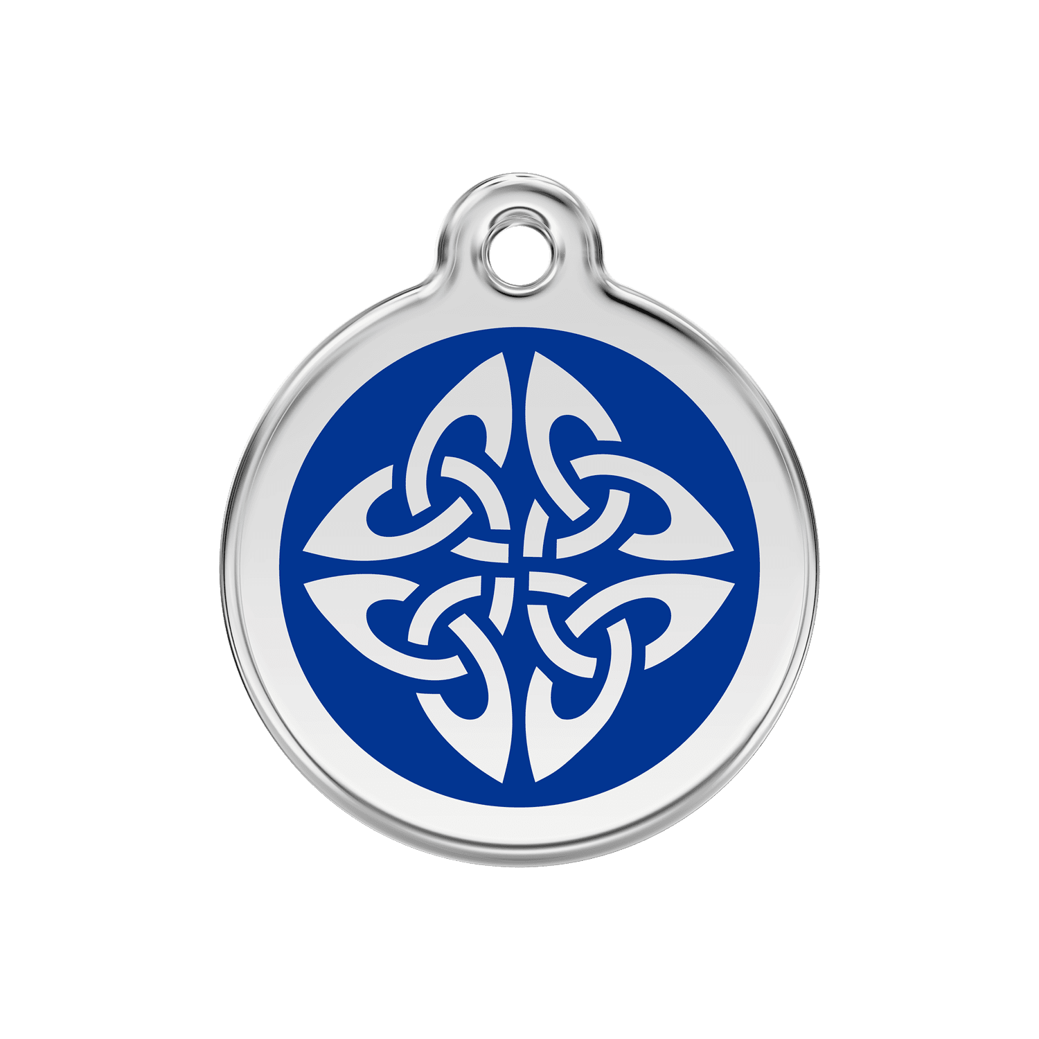 Vue avant - Médaille personnalisable pour chien Red Dingo Émail et acier inoxydable Flèches tribales Bleu foncé 30.00mm