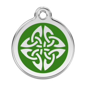 Hundemarke groß Tribal-Pfeile grün aus Emaille und Edelstahl